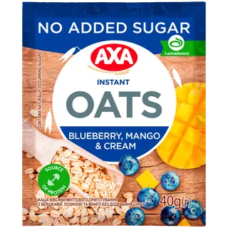 Axa kiirkaerahelbepuder koore, mustika ja mangoga ilma lisatud suhkruta 40g