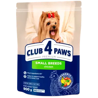 Club4Paws Premium kuivtoit kanaga täiskasv., väikest tõugu koertele, 0.9kg