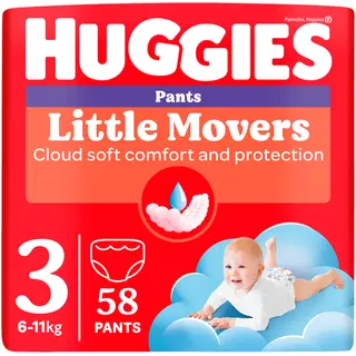 Püksmähkmed Pants Little Movers 3 Boy 6-11kg, HUGGIES, 58 tk