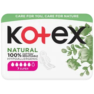 Hügieeniside Natural 100% Cotton Super, KOTEX, 7 tk