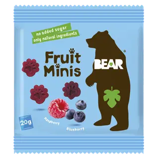 BEAR Fruit Minis vaarika-mustika puu- ja köögiviljapalad 3a, 20g