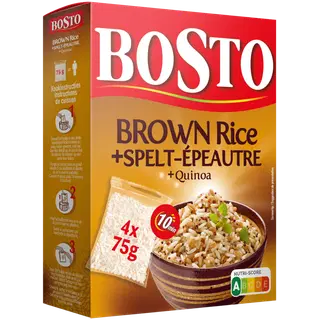 Bosto pruun riis, spelta ja kinoa 4 x 75 g