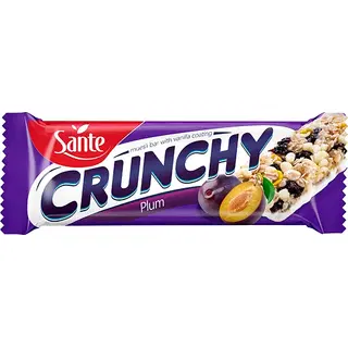 Sante CRUNCHY ploomi müslibatoon, vaniljemaitselise glasuuriga 40g