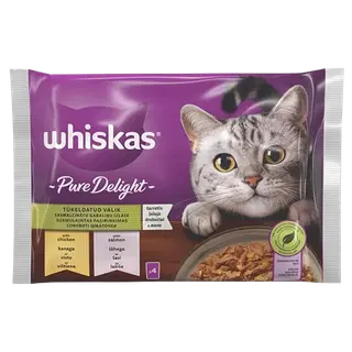 Whiskas kiisueine täiskasvanud kassidele kana&lõhe 4*85g