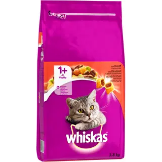Whiskas kuivtoit täiskasvanud kassidele härjalihaga 3,8 kg