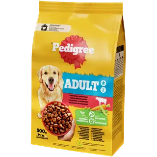 Pedigree kuivtoit täiskasvanud koerale, veise ja köögiviljadega, 500 g