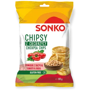 Sonko kikerhernekrõpsud tomati ja basiiliku maitseline  60g