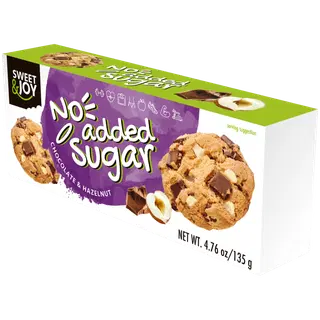 Sweet & Joy küpsised šokolaadi ja sarapuupähklitega 135g, ilma lisatud suhkruta