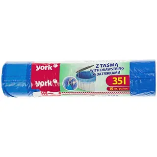 York prügikott nööriga 35l 15tk sinine