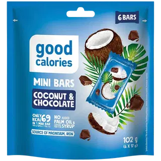 Mini batoonid GOOD CALORIES kookose ja šokolaadiga 17gx 6