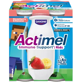 Actimel Maasika ja banaani jogurtijook L. casei Danone ning B6 ja D vitamiinidega 4x100g