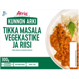 Atria Kunnon Arki Tikka Masala kaste riisiga, taimne toode, 300 g