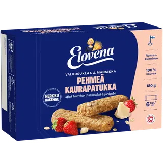 Elovena valge šokolaadi ja maasikatega pehme kaerabatoon 6 x 30 g