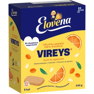 Elovena astelpaju ja apelsiniga täisteraküpsis 8 x 30 g