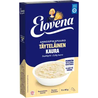 Elovena rikkalik ja pehme kiirkaerahelbepuder, 5 x 40g
