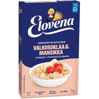 Elovena kiirpuder valge šokolaadi ja maasikatega 6 x 35 g