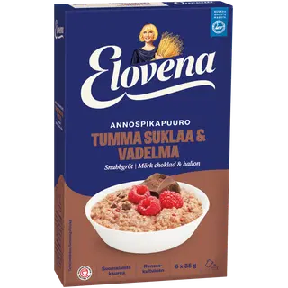 Elovena kiirpuder tumeda šokolaadi ja vaarikatega 6 x 35 g