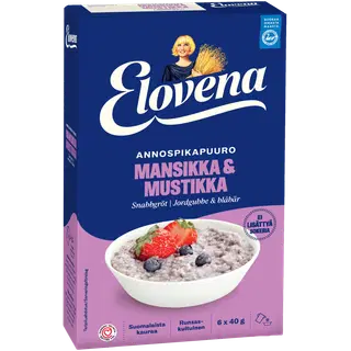 Elovena maasika-mustika-kiirpudruportsjonid 6 × 40 g