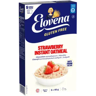 Elovena gluteenivabad maasika-kiirpudruportsjonid 5 × 40 g