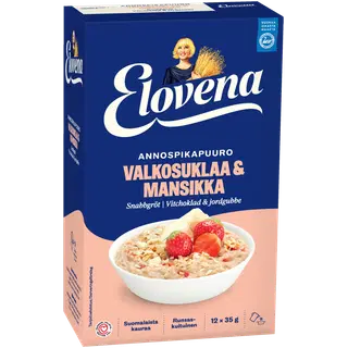 Elovena maasika-kiirpudruportsjonid valge šokolaadiga 12 × 35 g