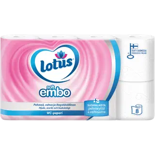 Tualettpaber Lotus Soft Embo 8 rulli 3-kihiline