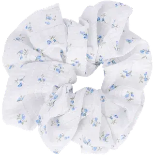 Ibero schrunchie valge, helesinised lilled