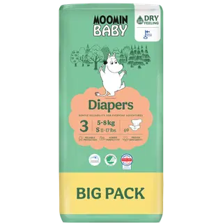 Moomin Baby teipmähkmed S3, 5-8 kg, 69 tk