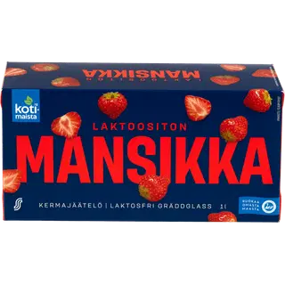 Kotimaista Laktoosivaba Maasikamaitseline Koorejäätis Maasikakastmega 1 l