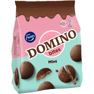 Fazer Domino piparmündimaitselised kakaoküpsised ja piimašokolaadimaitselise kattega (33%) 174g