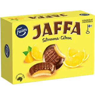 Fazer Jaffa šokolaadiga kaetud sidrunmaitselise täidisega küpsised 300 g
