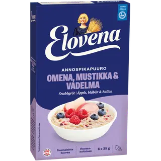 Elovena õuna-mustika-vaarika-kiirpudruportsjonid 6 × 35 g