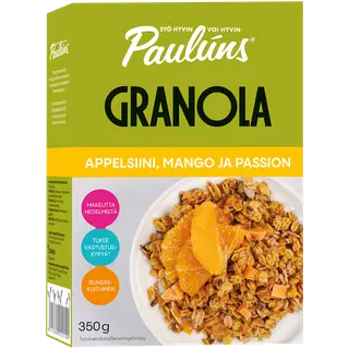 Paulúns apelsini, mango ja passionivilja granola, 350g
