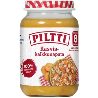 Pillti kalkuni-juurviljahautis lastele alates 8-elukuust, 190 g
