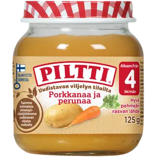 PILTTI kartuli ja porgandipüree lastetoit 125g, al. 4-elukuust