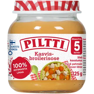 Piltti köögivilja-kanapüree 125g, alates 5-elukuust