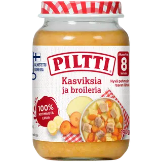 Piltti köögiviljad kanaga 190g, alates 8-elukuust