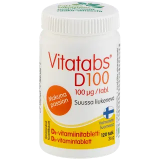 Vitatabs D3-vitamiini tabletid passioonvilja 100 µG 120tk 36g