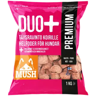 MUSH DUO+ PREMIUM täissööt koertele 1KG