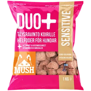 MUSH DUO+ kana-kalkuni täissööt koertele, külmutatud 1 kg