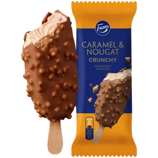Fazer Karamelli ja Nugatiga krõmpsuv pulgajäätis 65 g/90 ml