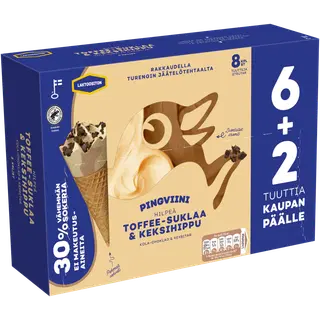 Pingviini Toffee-Šokolaadi & Küpsise Jäätis 8 X 67 g