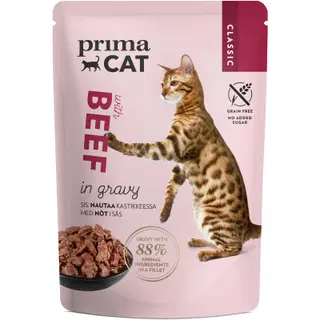 Prima Cat täissööt kassidele kastmes veiselihaga 85 g