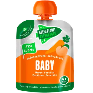 Green Planet Astronauts Orgaaniline beebi porgandi-virsiku püree 70g