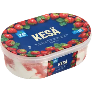 Kotimaista Vanilli-Koorejäätis Maasikakastme ja Šokolaadi-Küpsisepuruga 850 ml