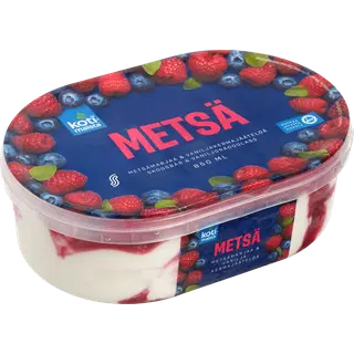 Kotimaista Vanilli-Koorejäätis Metsamarjakastme ja Šokolaadi-Küpsisepuruga 850 ml