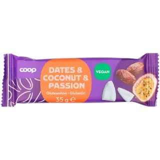 Coop puuviljabatoon datlite, kookose ja passionviljaga 35g