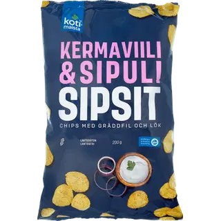 Kotimaista kartulikrõpsud hapukoore ja sibula maitsega 200 g