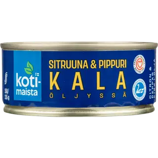 Kotimaista kala õlis sidruni ja pipraga 150 g/115 g