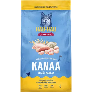 Hau-Hau Champion kuivtoit täiskasv.koertele kana, riisi ja kaeraga 2kg