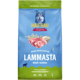 Hau-Hau Champion kuivtoit täiskasv.koertele lamba, riisi ja kaeraga 2kg